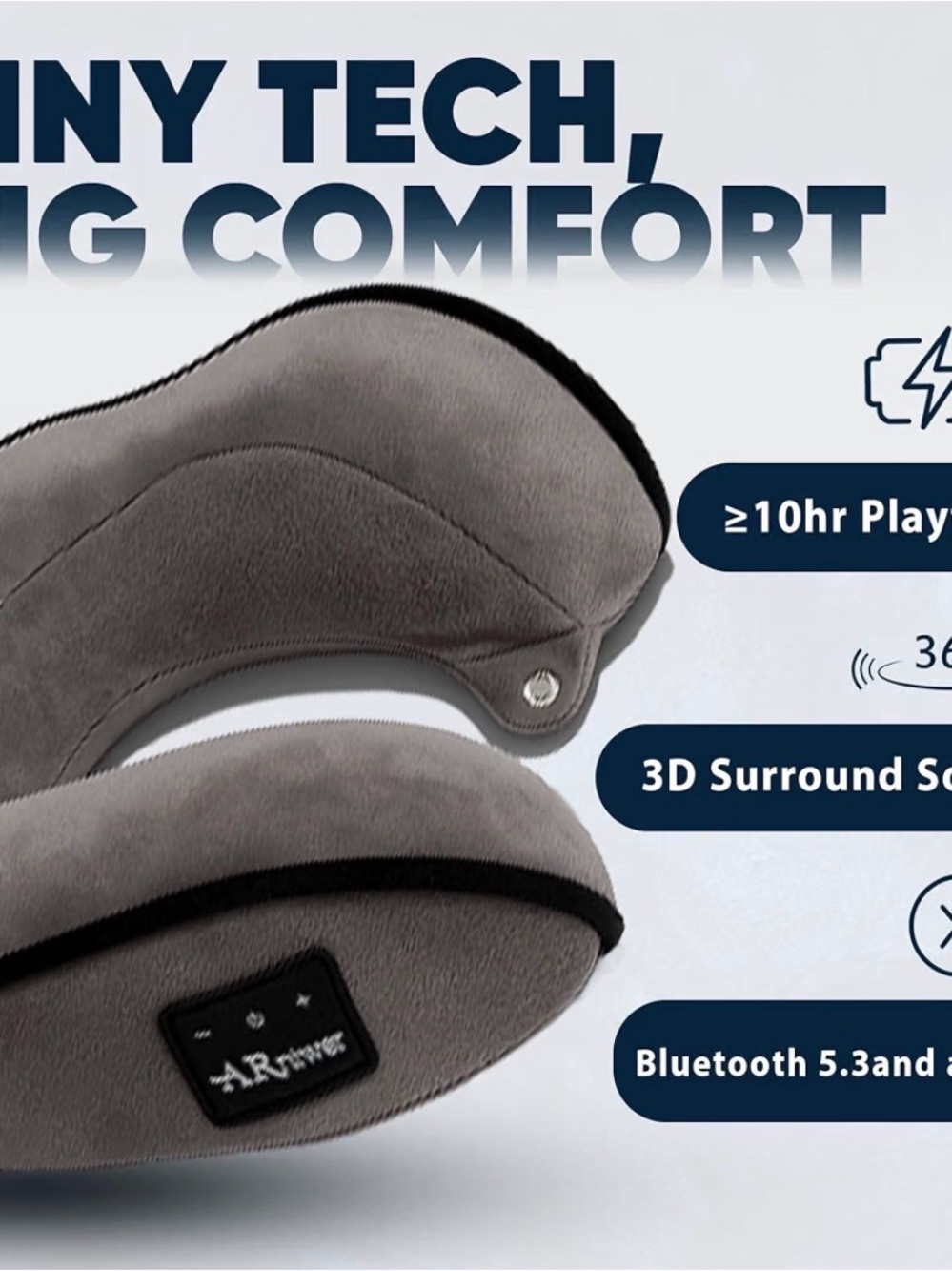 Wireless Gray Bluetooth Sleep Headphones - Comfortable Travel